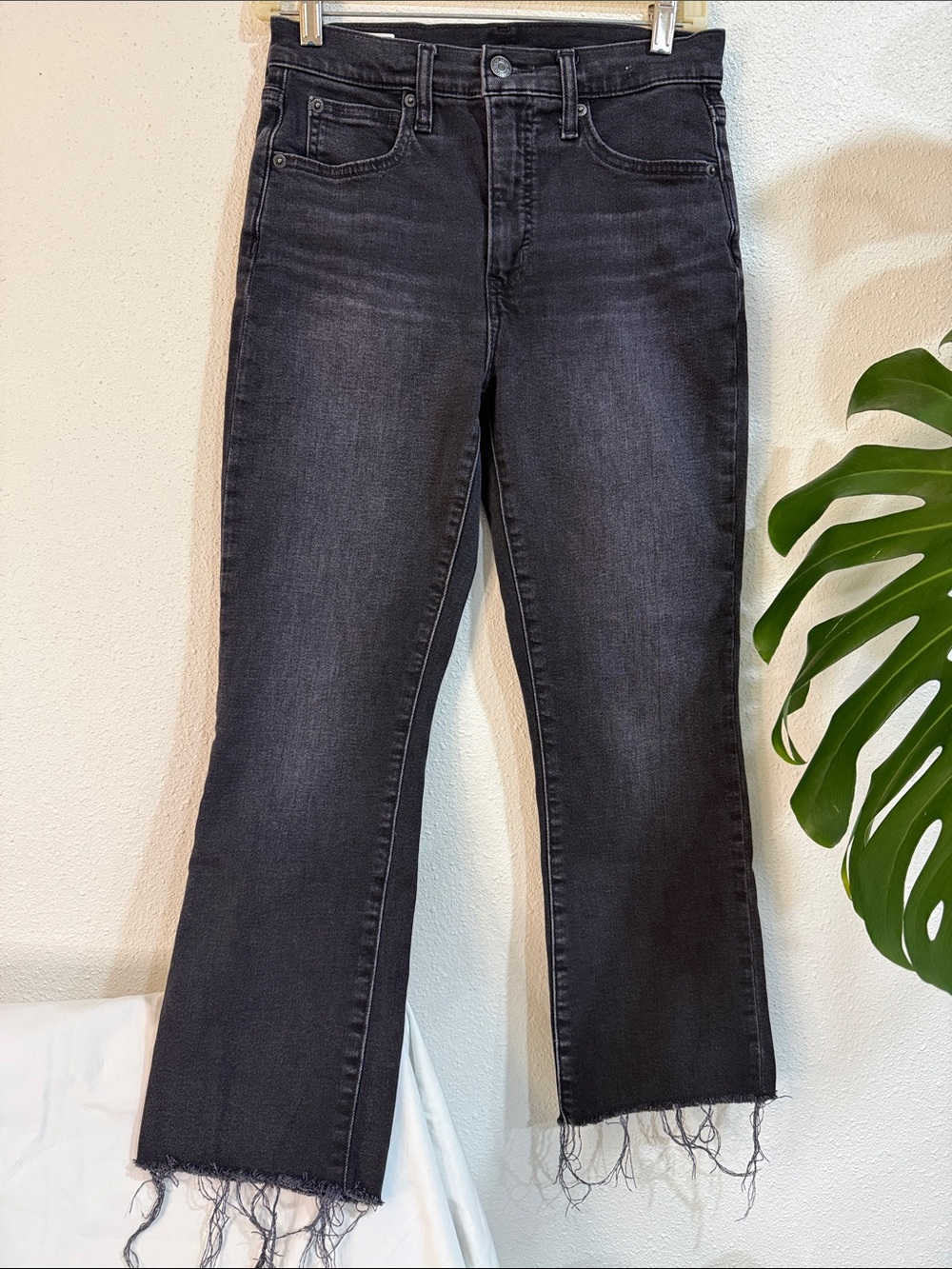GAP Black Frayed-Hem Flare Jeans